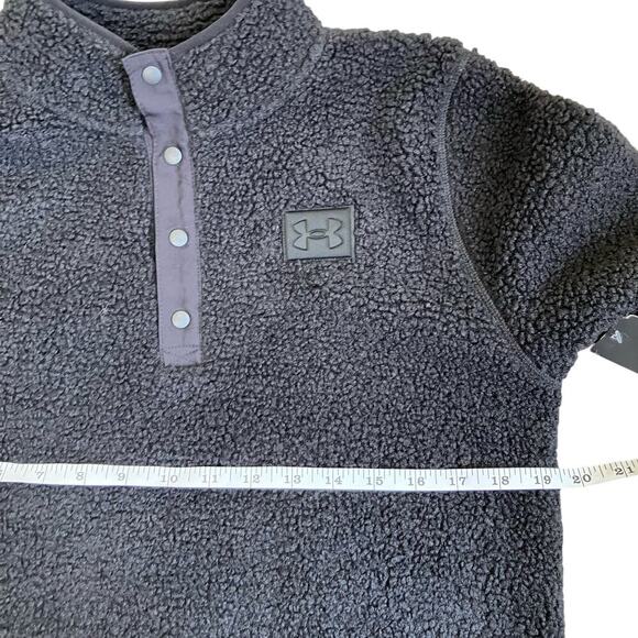 Under Armour Big Kids Sz YL Sherpa 1/4 Snap Pullover Solid Black Warm Cozy NWT - Picture 14 of 15